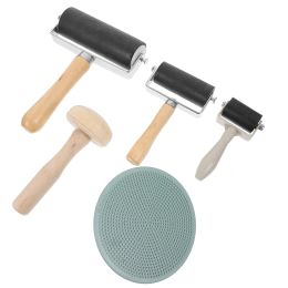 1 Set Rubber Brayer Roller Practical Printmaking Roller Ink Roller Handheld Printmaking Ink Roller