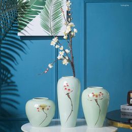 Vases Modern Chinese Vase Decoration Jingdezhen Ceramic Three-Piece Flower Arranger Living Room El Soft Artifact