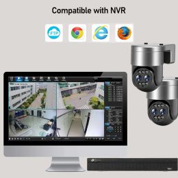 8MP Wifi Survalance Camera 2K Dual Lens 8x Hybrid Zoom PTZ IP Camera Outdoor Auto-tracking POE CCTV Work with NVR FTP CamHi
