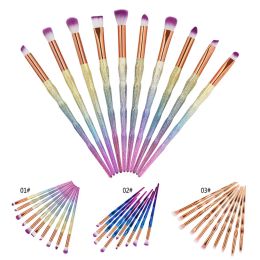 10pcs/Set Professional Eye Makeup Brushes Set Rainbow EyeShadow Eyebrow Line Concealer Power Cosmetic Beauty Brush Tool Kit