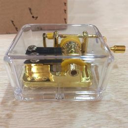 Decorative Figurines High Quality Transparent Music Box Hand Cranked Gurdy Musical Mechanism Exquisite Gift Happy Birthday Festival