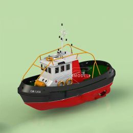 1/48 RC Mini Tugboat Port Service Ship Scale Assembled Ship Model Kit Resin Printing 180 Motor