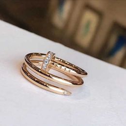 van bracelet Cartr Nail Ring Womens High end 925 Silver 18K Rose Gold Double Ring Head and Tail Set with Diamond Non fading Couple Ring