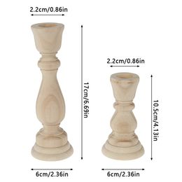 Unfinished Candlesticks Holders Retro Unpainted Wood Classic Craft Candlesticks Holders for Home Wedding Party and DIY Crafts