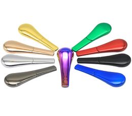 Newest Spoon Type Stainless Steel Smoking Pipe 9 Colors Metal Portable Creative Herb Tobacco Cigarette Spoon Pipes Smoking Accesso4700226