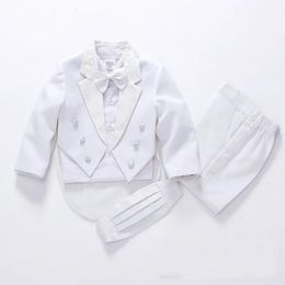 2024 summer Formal Childrens clothes for boys wedding suit party baptism christmas dress 14T baby boy suits wear 5Piece 240328
