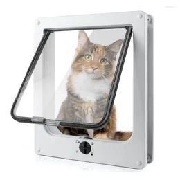 Cat Carriers Flap 4-Way Magnetic Lock Dog Pet Door Large 27.5 24 6cm Easy To Install With