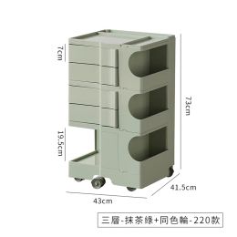 Storage cabinet multi-layer rotating cabinet makeup locker Home bedside table with wheeled trolley mobile for bedroom furniture