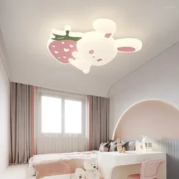 Chandeliers Pink Strawberry Light Cute Children's Room Ceiling Lights LED Modern Romantic Princess Girl Boy Bedroom Lamps