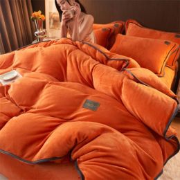 Winter Solid Colour Flannel Duvet Cover for Home Warm Thick Velvet Bedding Set Twin Queen King Size Luxury Quilt Cover Pillowcase