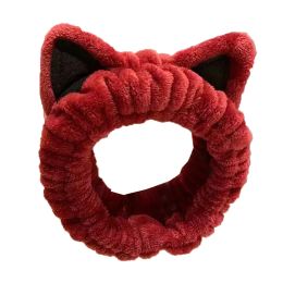 Cat Ears Coral Fleece Head Bands for Women Soft Hair Bows Headband Hairbands Wash Face Make Up Turbans Bandage Girls Accessories