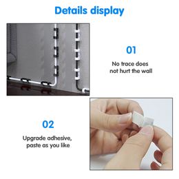 20/60pcs Black White Transparent Self-adhesive Desktop Cable Organiser Clamp Clip Desk Cable Management Frame Wire Storage