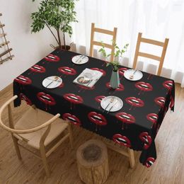 Table Cloth Red Dripping Lips Tablecloth Glamour Print Rectangular Cover Tablecloths Pattern For Kitchen Dining Room