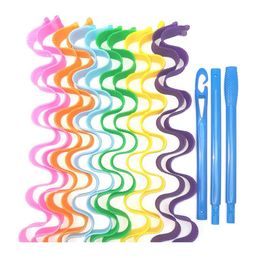 12pcs 55cm Hair Curlers Magic Styling Kit With Style Hooks Wave Formers For Most Hairstyles1543196
