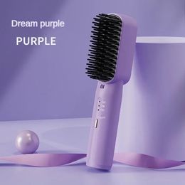 Wireless Hair Straighteners 3200mAh Mini Comb Dryer and Straightening Brush Hair Styling Appliances Comb Straightener 240401