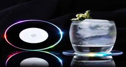 White Colourful Novelty Lighting Waterproof Light Up Coaster Cup Holder Mat Round Acrylic LED Luminous Bottle Drinks Coaster5069602