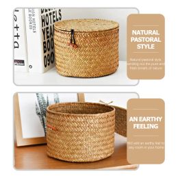 Gift Box Storage with Lid Bride Rattan Dresser Toilet Paper Stand Seaweed Baskets Woven