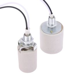 1PC LED Light Ceramic Screw Heat Resistant Adapter Home Use Socket Round For E14 Bulb Base E27 Lamp Holder With Cable