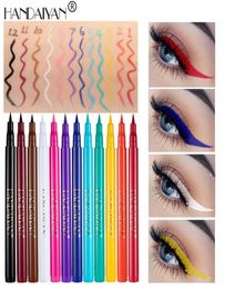 Handaiyan Coloured Liquid Eyeliner Pencil 12 Shades Waterproof Matte Sweet Proof Long Last Not Easy to Smudge Makeup Eye Liner Pen2180971