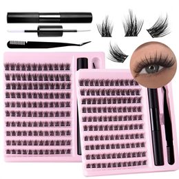 120 Clusters D Curl Eyelash tweezers 2 in 1 Double head adhesive DIY Segmented lashes 100% hand made Thin band Nature eyelash extention