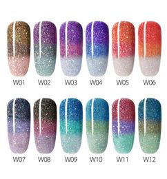 Colour changing nail gel set 12 Colours lot glitter temperature gel polish kit 5ml canni manicure soak off nail art varnish1471372