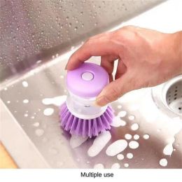 1/3/5PCS Kitchen Wash Pot Dish Brush With Dispenser Liquid Filling By Pressing Does Not Hurt Pan Automatic Cleaning Brushes