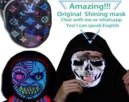 Original Bluetooth APP Change face Mask Programmable DIY Po Full Colour Animation Glowing LED Mask Display Board Party Christmas8631005