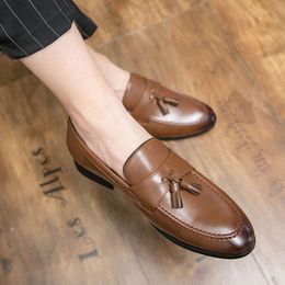 Men's Casual Tassel Loafers Leather Comfy Soft Moccasins High Quality Driving Outdoor Man Business Office Shoes