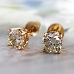 Stud Earrings Huitan Minimalist Cubic Zirconia For Women 3 Metal Colours Available Simple Versatile Lady Fashion Jewellery