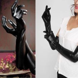 Adult Sexy Long Latex Gloves Black Ladies Hip-pop Fetish Faux Leather Gloves Clubwear Sexy Catsuit Cosplay Costumes Accessory