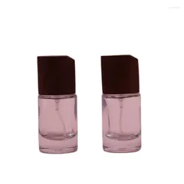 Storage Bottles 15Pcs Clear Glass Perfume Bottle Empty Atomizer Refillable Cosmetic Packaging Cimp Pump Wood Lid 15ml Round Mist Spray