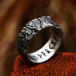 Vintage Unique Design 14K Gold Viking Runes Ring For Men Women Viking Round Rock Rings Amulet Jewellery Gift