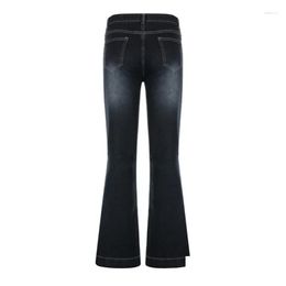 Womens Jeans Flare Low Waist Trousers Vintage Aesthetic Denim Pants Streetwear Mom Casual Korean Fashion Y2K Drop Delivery Apparel Clo Dhexf