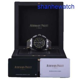 AP Athleisure Wrist Watch Royal Oak Offshore Series 26420CE Black Plate Yellow Needle Stripe Engraved Automatic Mechanical Mens Watches Plate 43mm Complete