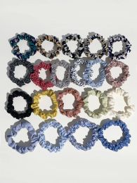 Women Colourful Skinny Elastic Rubber Band Solid Colour Satin Scrunchies Small Hair Rope High Ponytail Head Band Hair Tie