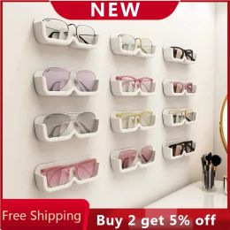Self-adhesive Wall Mounted Glasses Holder Plastic Hangable Sunglass Show Stand Shelf For Home Storage Dispay Rac