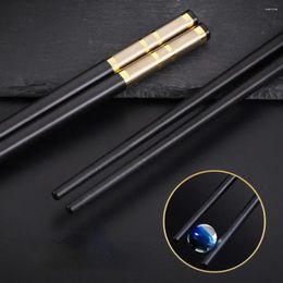 Chopsticks Alloy Sandwich Sushi Pot 10 Double Household Gift Box Set Gold Flower Rich Reusable Tableware