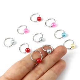 10pcs Round Pearlized Circle Ring Knitting Stitch Markers Random Color Zinc Alloy Stitch Lock Crochet Knit Tools Accessories