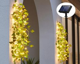 Garden Decorations Solar Ivy String Lights Artificial Vine Garland Fairy Green Leaf Light Outdoor for Party Decor 2212022418494