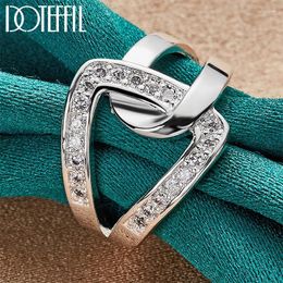 Cluster Rings 925 Sterling Silver Geometry Zircon Ring For Woman Man Wedding Engagement Charm Party Jewelry