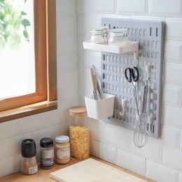 Punch-free Plastic Hole Board Wall Shelf Organiser Diy Tool Storage Panel Board Rack For Study Kitchen Bathroom Storage Accessor