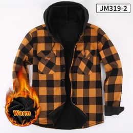 Men's Casual Shirts American Size Plus Fleece Thickened Large Autumn And Winter Red Plaid Wear Long-sleeved Shirt Without Ironing