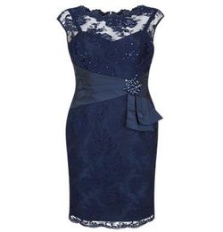 Dark Navy Blue Knee Length Mother of the Bride Dresses for Wedding Party Mother of the groom Dresses6660466