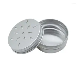 Storage Bottles 60ml Fashion Cream Jar Pot Hollow Metal Aluminium Round Tin Box Fragrance Air Freshener Lockets 50pcs/lot