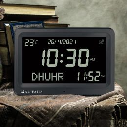 Azan Clock 8 Athan Sounds Al-Fajia Larger LCD Screen Multi-languages Hijir Gregorian Calendars Muslim Prayer Desk Alarm Clock