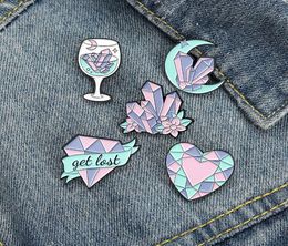 Enamel Pins Custom Moon Heart Wine Glass Brooch Lapel Badge Bag Cartoon Jewellery Gift for Kids Friends1230582