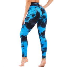 12 Colour Stretch Tie Dye Casual Sport Trousers Peach Buttom Bodycon Sexy Leggings High Waist Yoga Pants Workout Cyclingwear 2106046787404