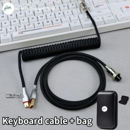 Accessories Mini USB Coiled Keyboard Cable Braided Mini USB Keyboard Charger Cable With Detachable Metal Aviator Connector Charging