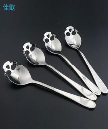 Whole jiaxin 1 pcs flatware stainless funny skull shape Long handle coffee spoon teaspoon dessert spoon ice cream candy spoon2463527