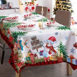 Table Cloth Christmas Tablecloth Snowman Rectangle Farmhouse For Banquet Party Kitchen Dining Room C Decoration